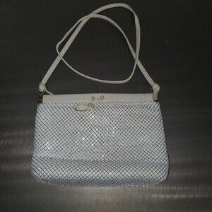 Whiting and Davis Vintage White Mesh Evening Handbag / Cross Body Purse Bag